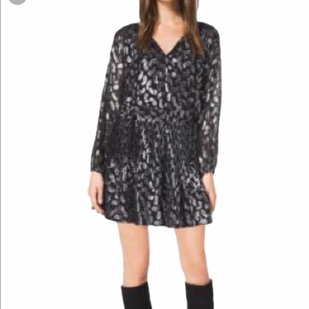 Metallic paisley print dress